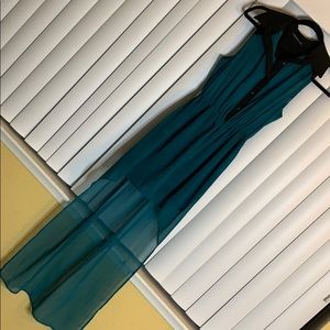 Foreign exchange teal illusion dress